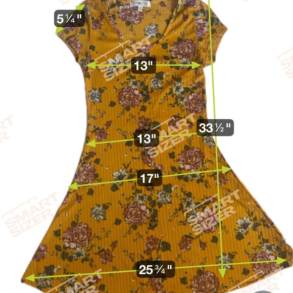 Full Circle Trends yellow floral Dress Sz S - Picture 6 of 6